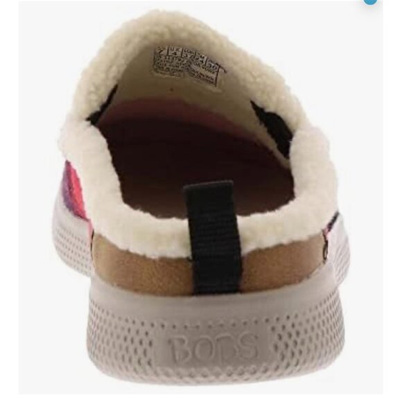 Skechers BOBS Womens Memory Foam Slip-On Shoes Red Plaid Faux Fur Lined Size 9.5 - Picture 6 of 7